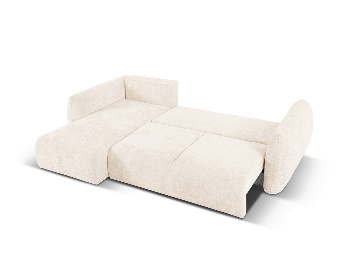 Cosmopolitan Design vänstervänd hörnbäddsoffa med förvaring, "Matera", 4-sits, 253 × 173 × 86 cm, Haga, svarta plastben
