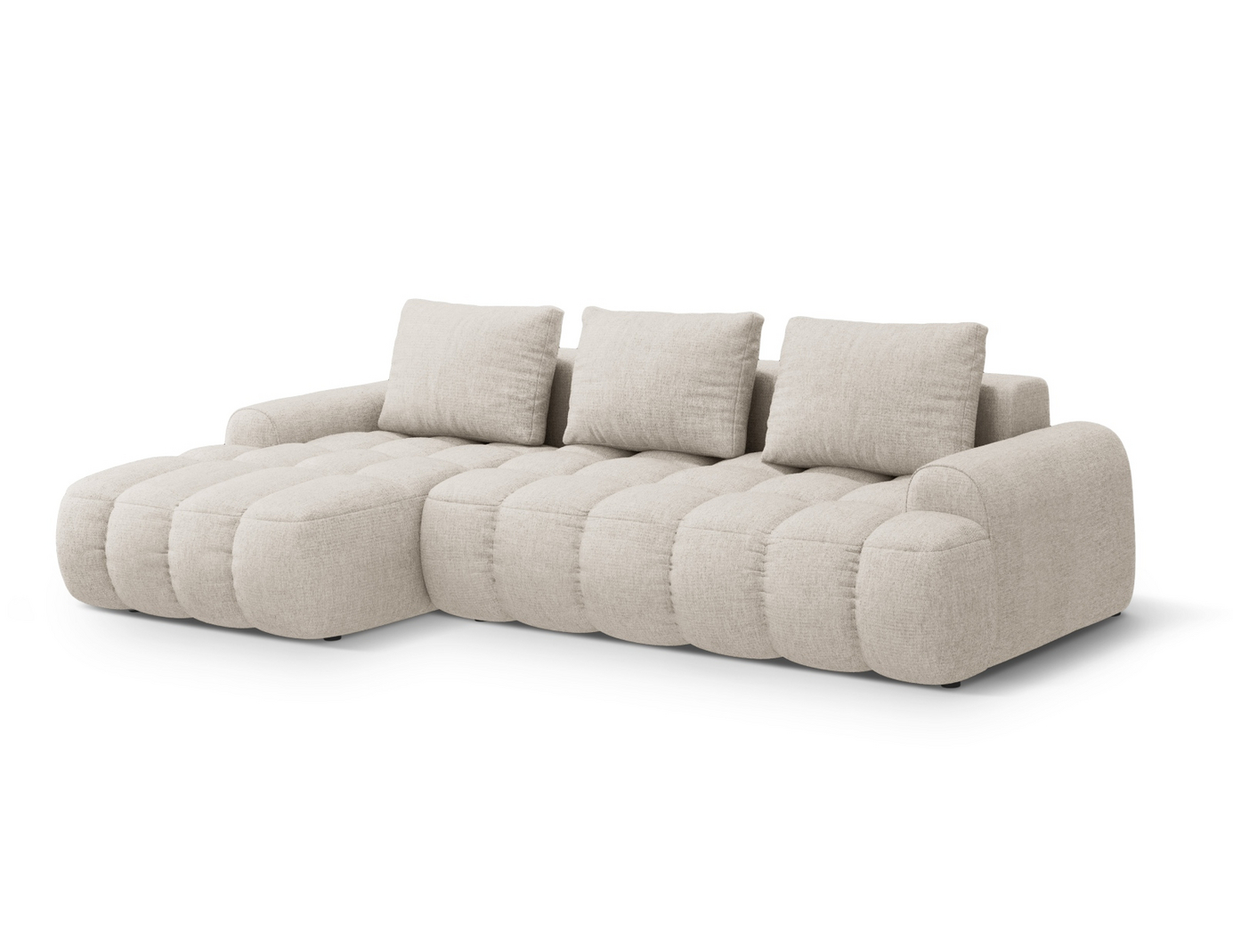 Cosmopolitan Design vänstervänd hörnbäddsoffa med förvaring, "Linz", 3-sits, 275 × 142 × 84 cm, Sorella, svarta plastben, Variant LCF_193