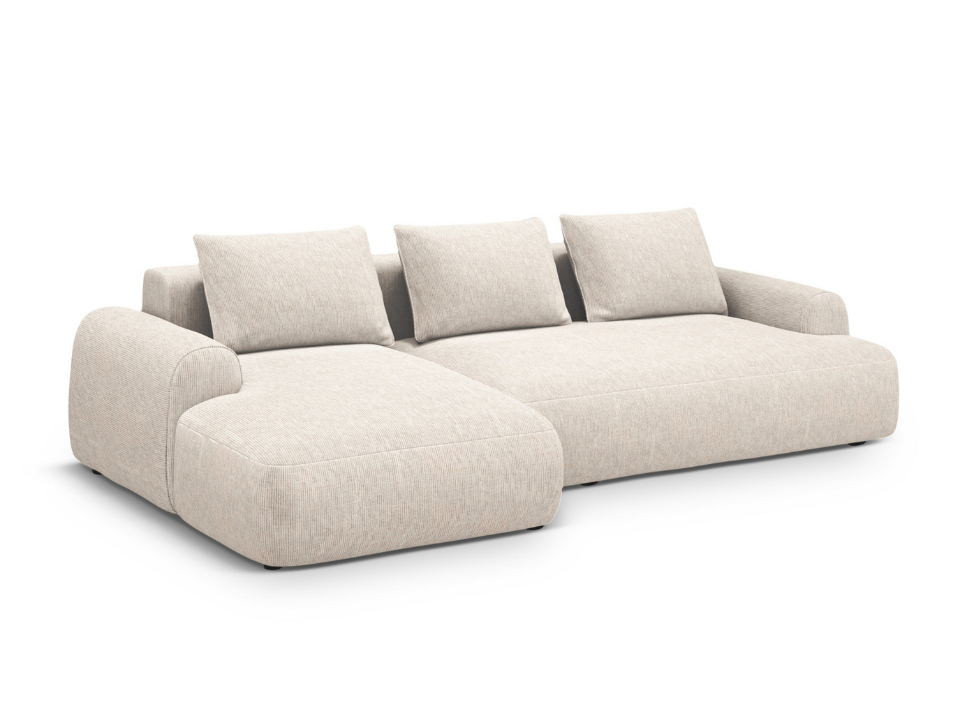 Cosmopolitan Design vänstervänd hörnbäddsoffa med förvaring, "Calma", 3-sits, 275 × 142 × 84 cm, Baltimore, svarta plastben