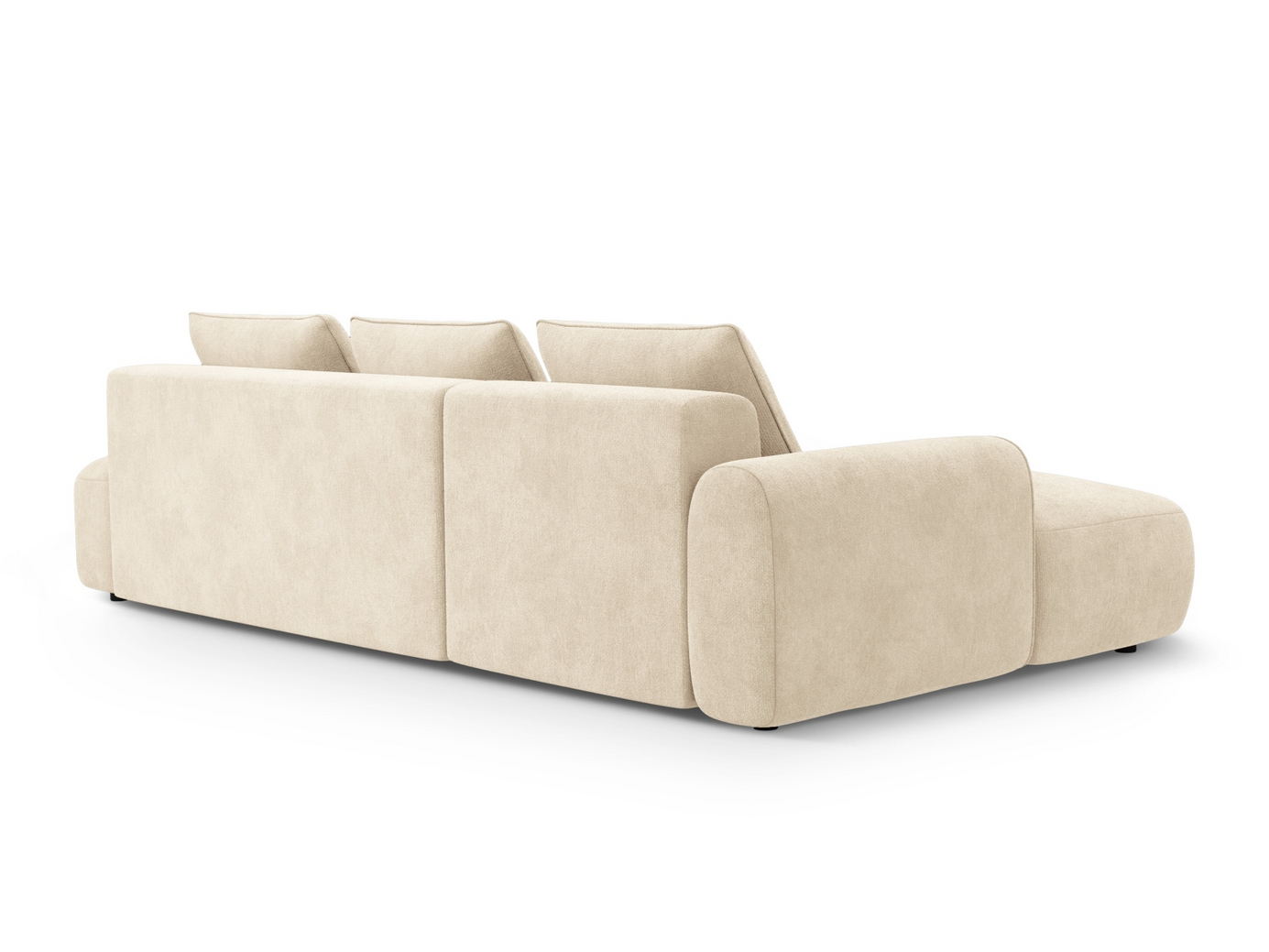 Cosmopolitan Design vänstervänd sammetshörnbäddsoffa med förvaring, "Calma", 5-sits, 275 × 142 × 84 cm, Vogue, svarta plastben