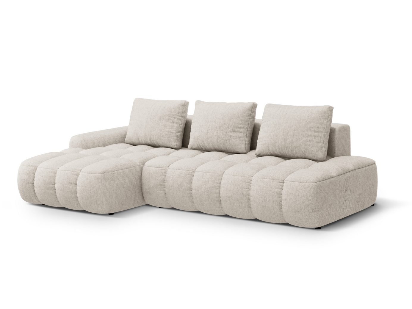 Cosmopolitan Design vänstervänd hörnbäddsoffa med förvaring, "Linz", 3-sits, 275 × 142 × 84 cm, Sorella, svarta plastben, Variant LCFO_193