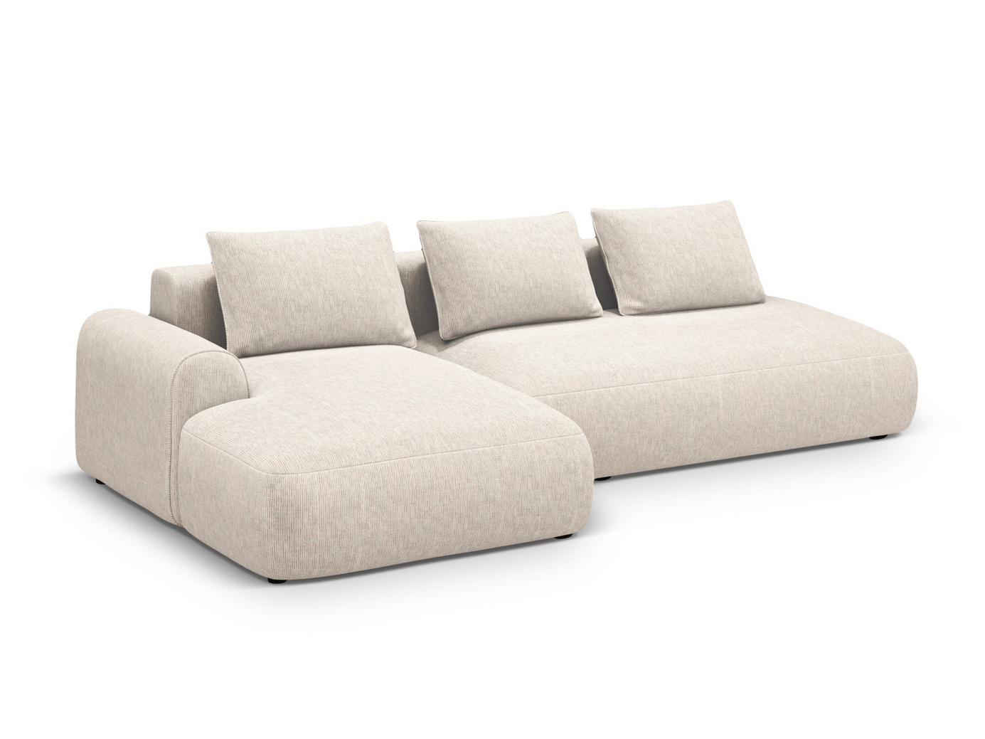 Cosmopolitan Design vänstervänd hörnbäddsoffa med förvaring, "Calma", 5-sits, 275 × 142 × 84 cm, Baltimore, svarta plastben