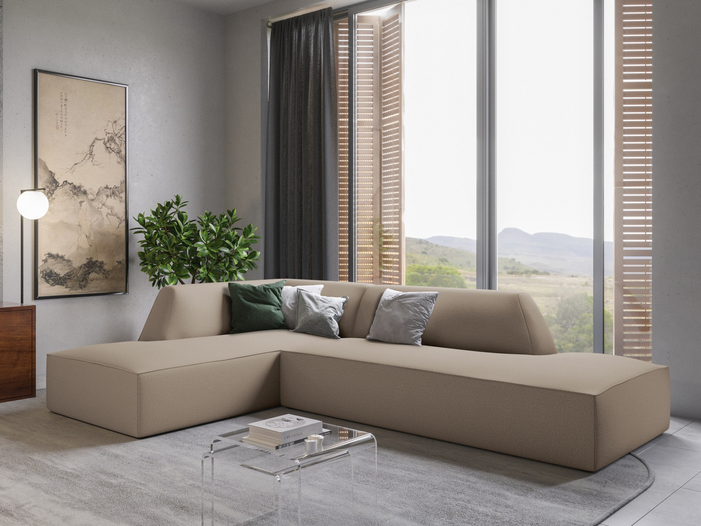 Cosmopolitan Design vänstervänd modulhörnsoffa, "Siena", 4-sits, 273 × 180 × 69 cm, Ottawa, svarta plastben, Variant LCO_137