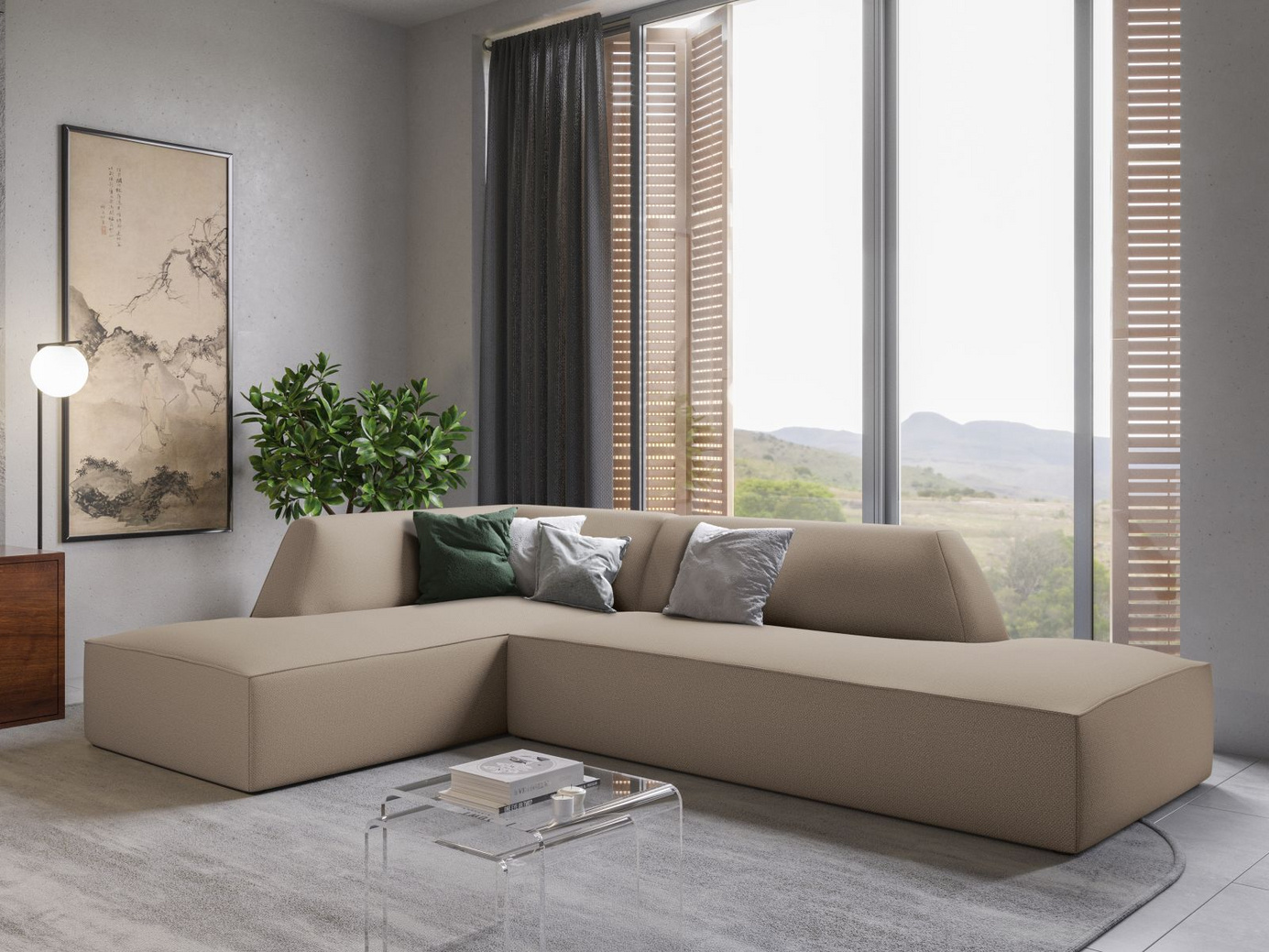 Cosmopolitan Design vänstervänd modulhörnsoffa, "Siena", 4-sits, 273 × 180 × 69 cm, Ottawa, svarta plastben, Variant LCO_137