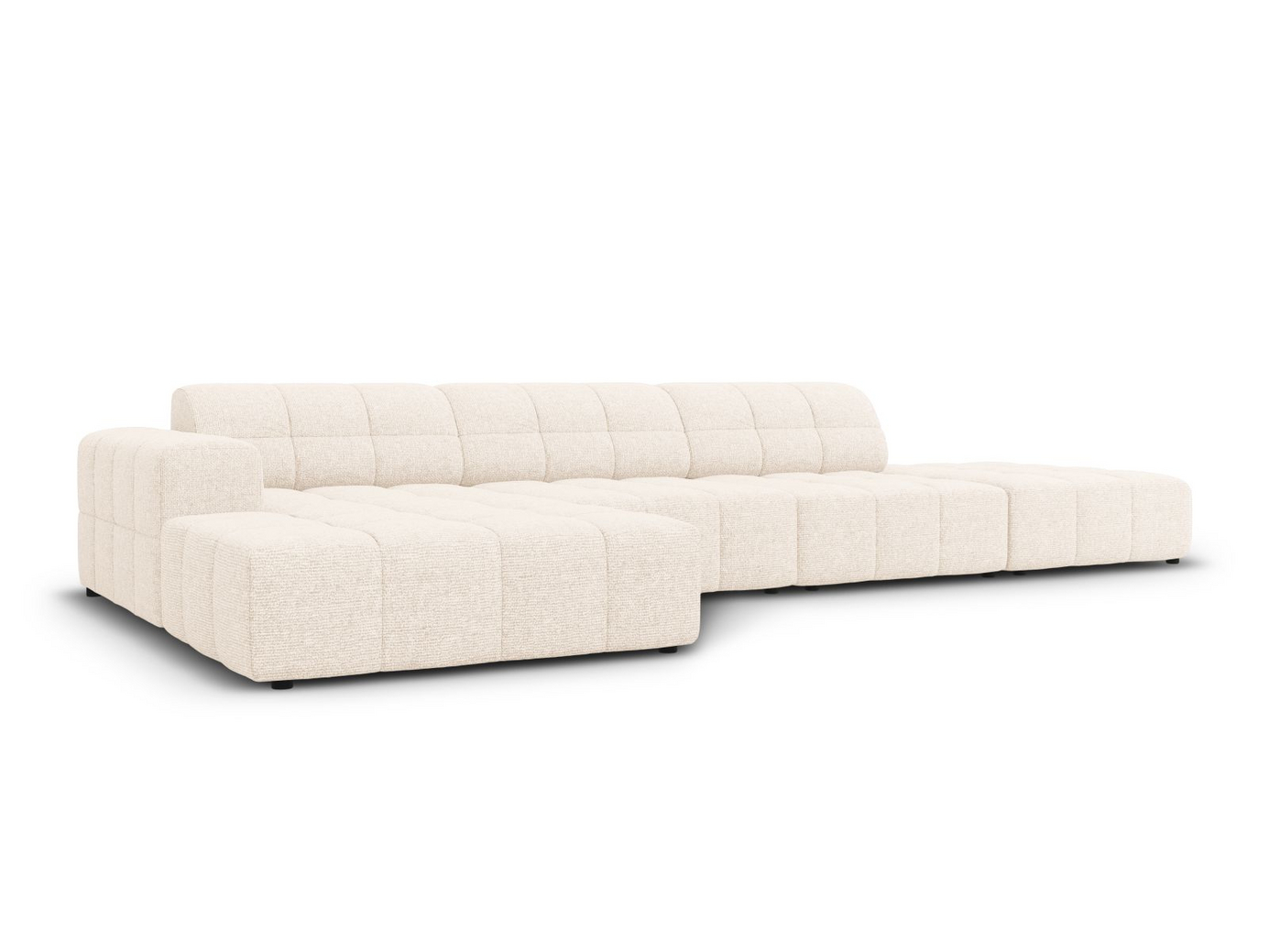 Cosmopolitan Design vänstervänd hörnsoffa, "Chicago", 5-sits, 348 × 167 × 78 cm, Haga, svarta plastben