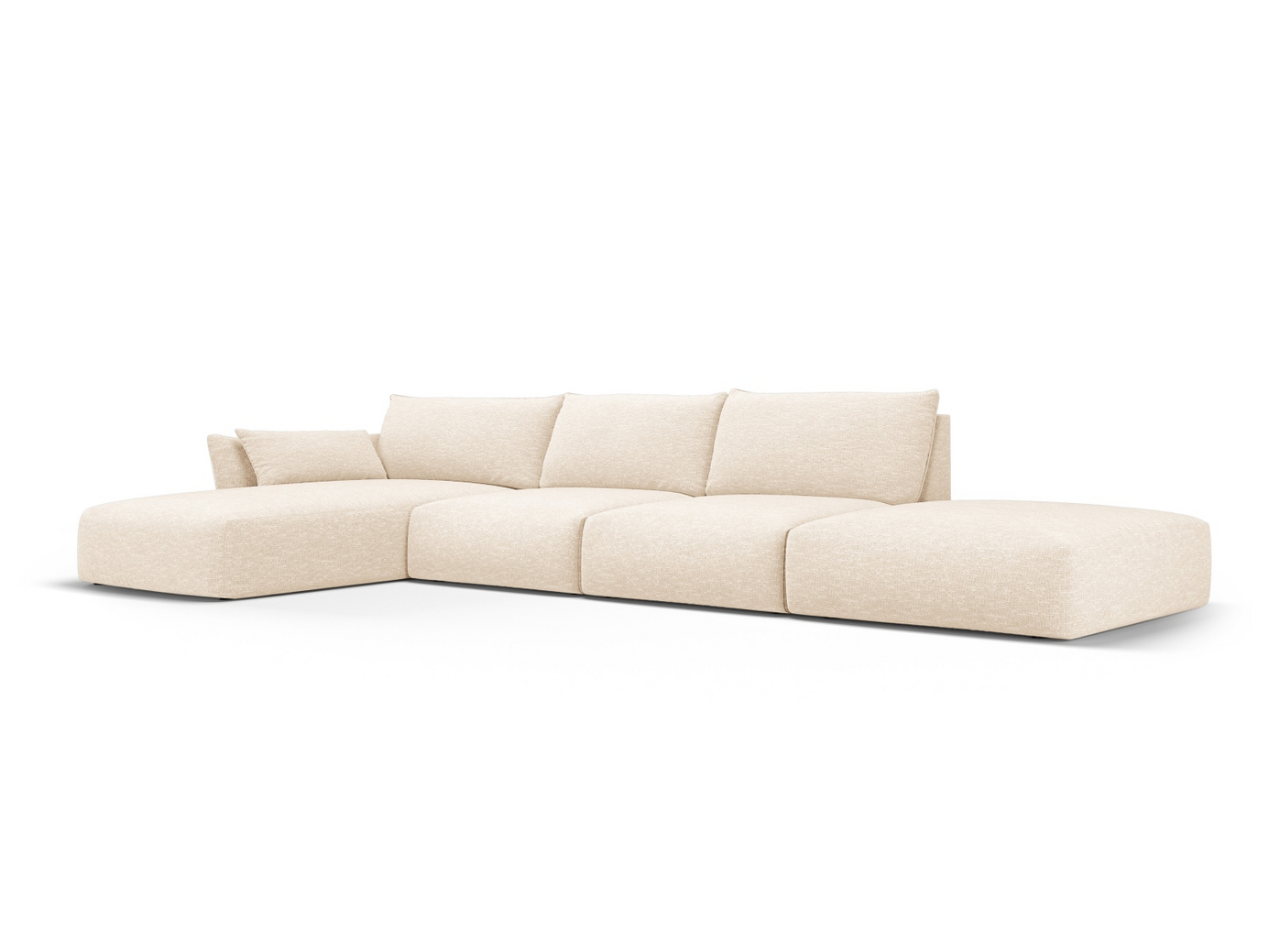 Cosmopolitan Design vänstervänd hörnsoffa, "Matera", 5-sits, 364 × 171 × 85 cm, Haga, svarta plastben