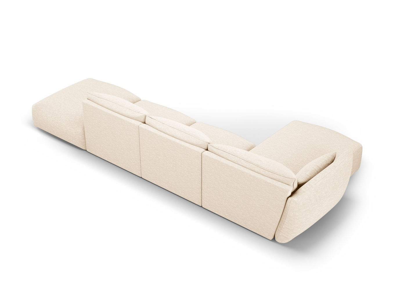 Cosmopolitan Design vänstervänd hörnsoffa, "Matera", 5-sits, 364 × 171 × 85 cm, Haga, svarta plastben