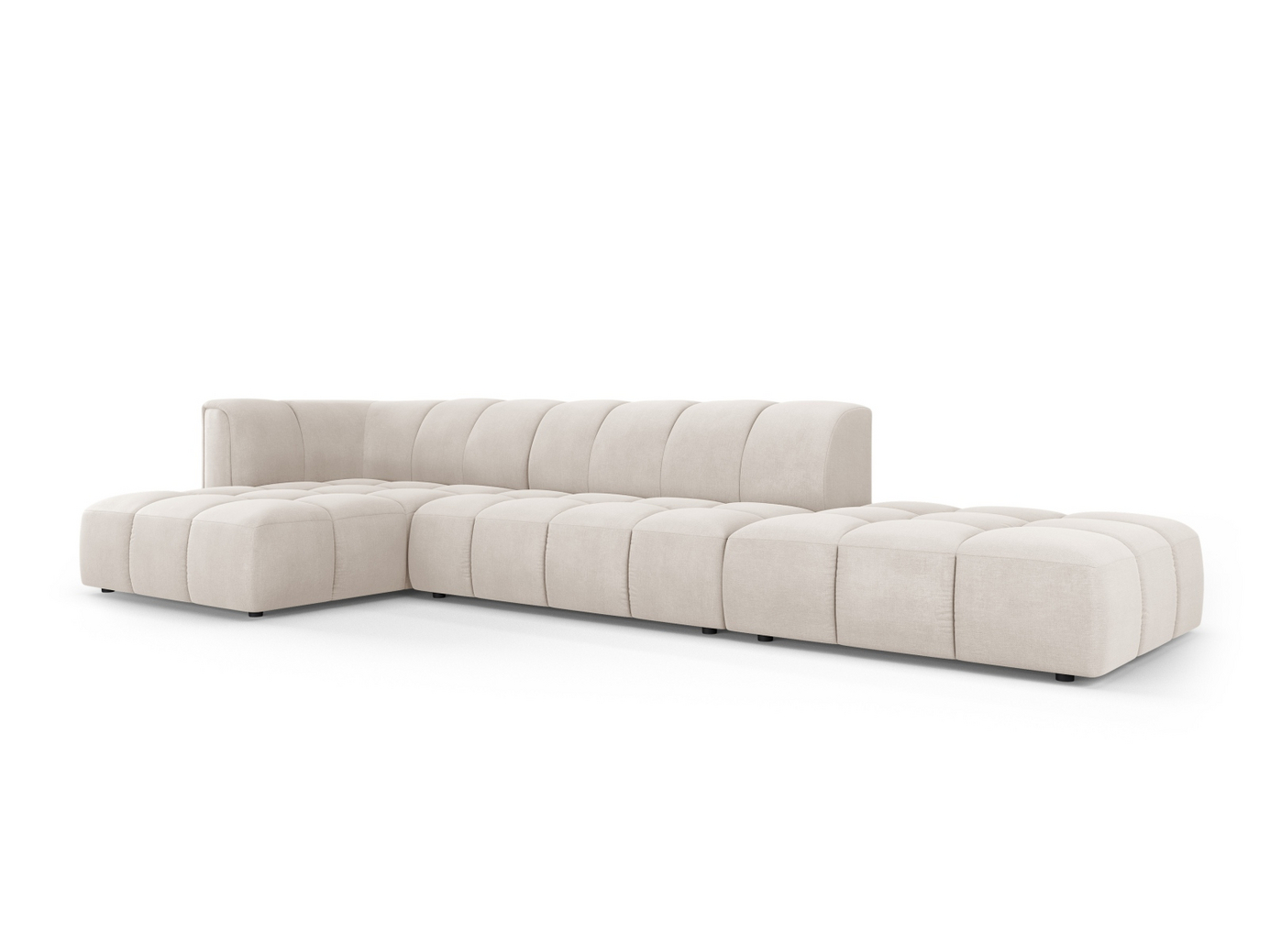 Cosmopolitan Design vänstervänd modulhörnsoffa, "Moritz", 5-sits, 323 × 160 × 70 cm, Rebel, svarta plastben
