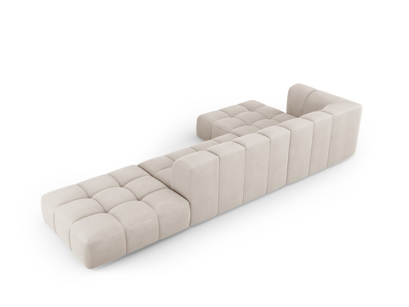 Cosmopolitan Design vänstervänd modulhörnsoffa, "Moritz", 5-sits, 323 × 160 × 70 cm, Rebel, svarta plastben