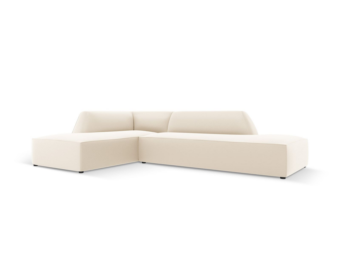 Cosmopolitan Design vänstervänd konstlädermodulhörnsoffa, "Siena", 4-sits, 273 × 180 × 69 cm, Pacifico, svarta plastben