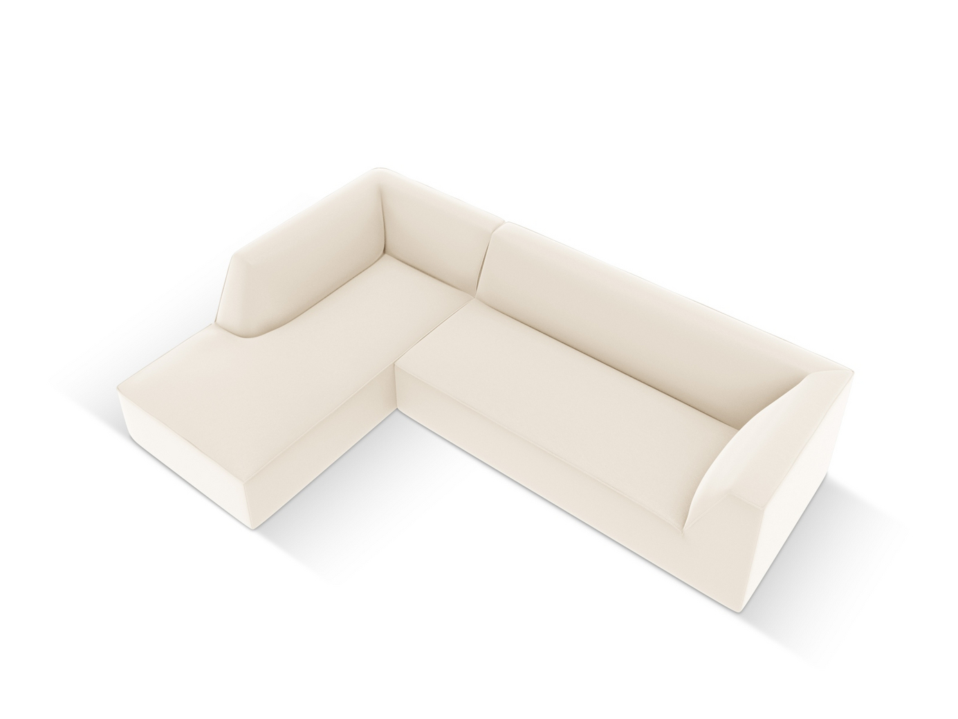 Cosmopolitan Design vänstervänd konstlädermodulhörnsoffa, "Siena", 4-sits, 273 × 180 × 69 cm, Pacifico, svarta plastben