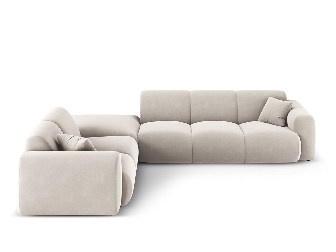 Cosmopolitan Design vänstervänd sammetshörnsoffa, "Nolio", 4-sits, 315 × 250 × 72 cm, Casino, svarta plastben