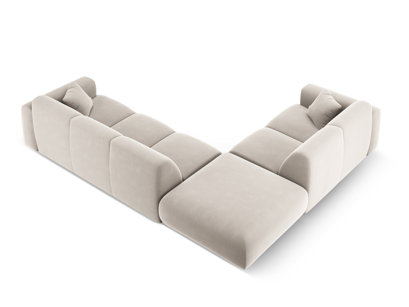 Cosmopolitan Design vänstervänd sammetshörnsoffa, "Nolio", 4-sits, 315 × 250 × 72 cm, Casino, svarta plastben