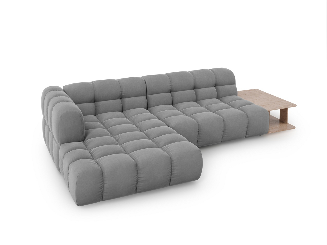 Cosmopolitan Design vänstervänd sammetsmodulhörnsoffa, "Sky", 4-sits, 297 × 162 × 70 cm, Casino, svarta plastben