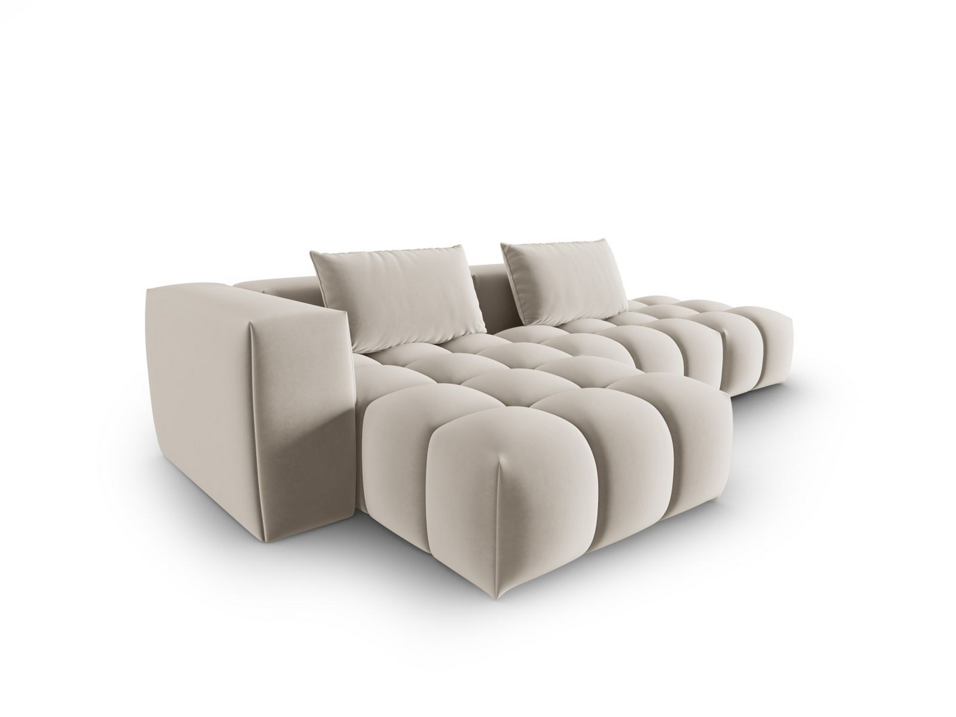 Cosmopolitan Design vänstervänd sammetsmodulhörnsoffa, "Verona", 4-sits, 265 × 145 × 70 cm, Casino, svarta plastben
