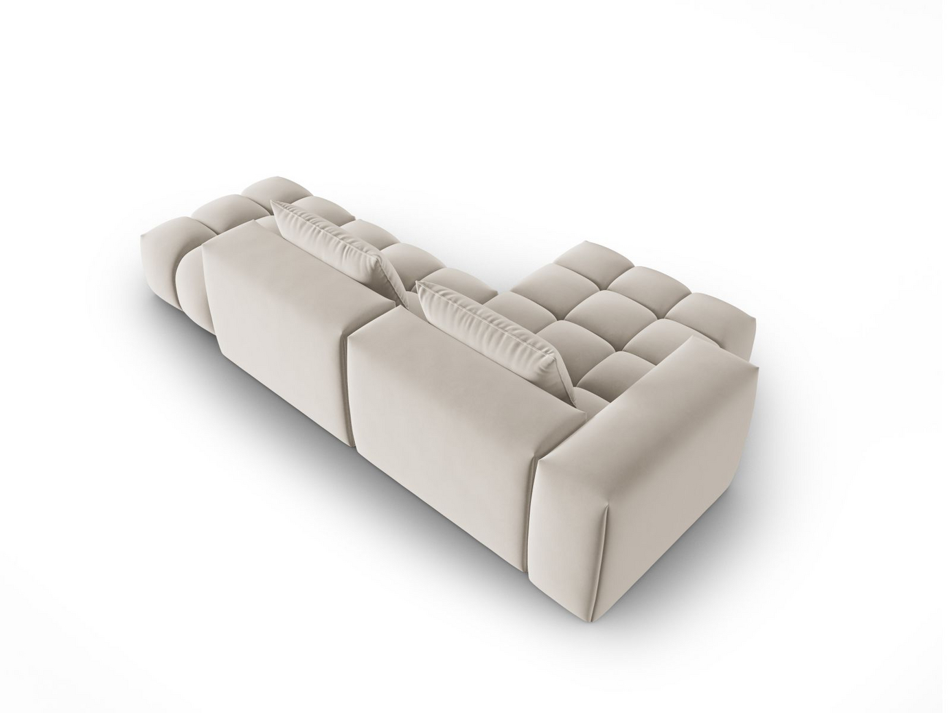 Cosmopolitan Design vänstervänd sammetsmodulhörnsoffa, "Verona", 4-sits, 265 × 145 × 70 cm, Casino, svarta plastben