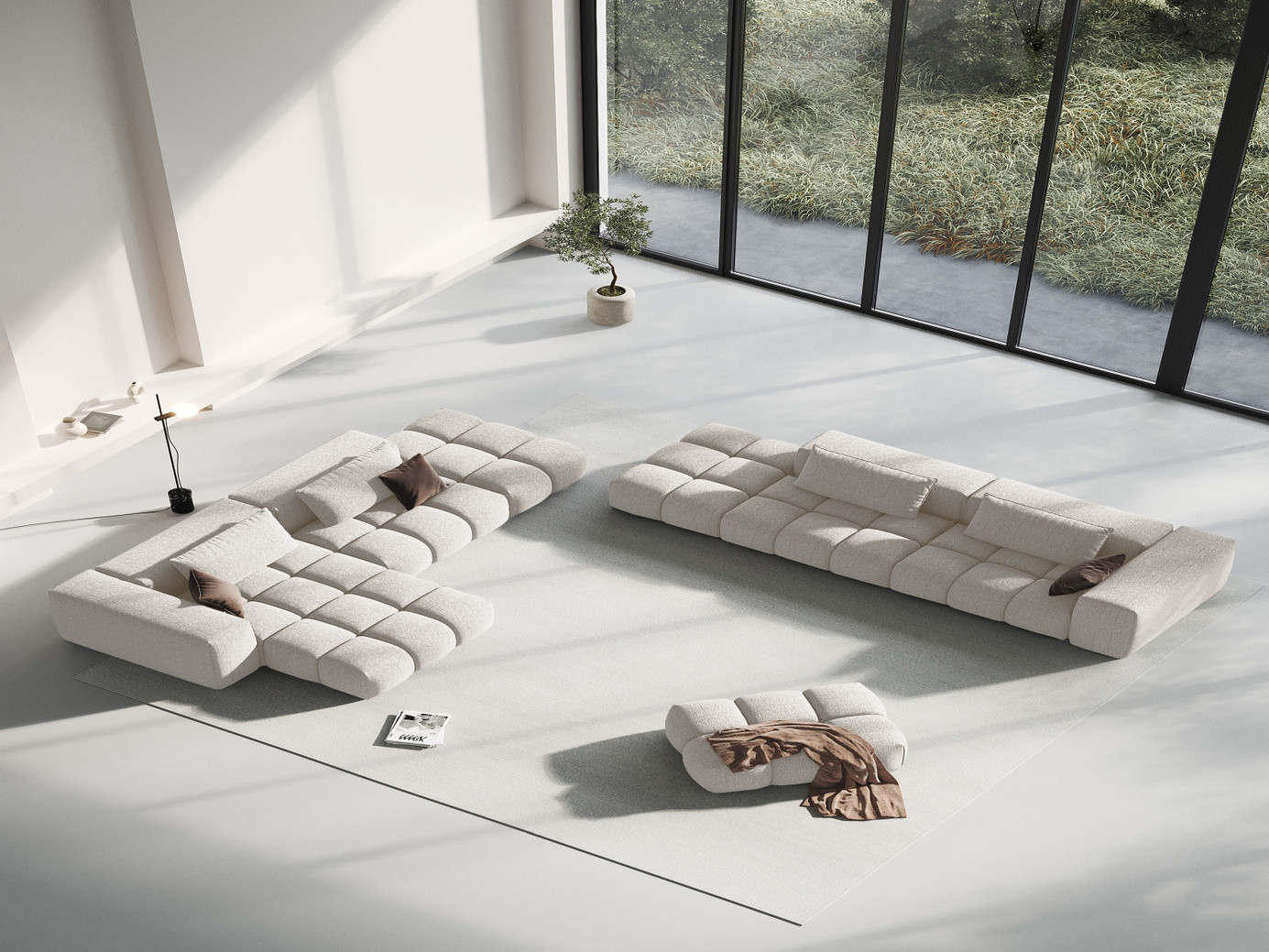 Cosmopolitan Design vänstervänd modulhörnsoffa, "Verona", 4-sits, 265 × 145 × 70 cm, Sorella, svarta plastben