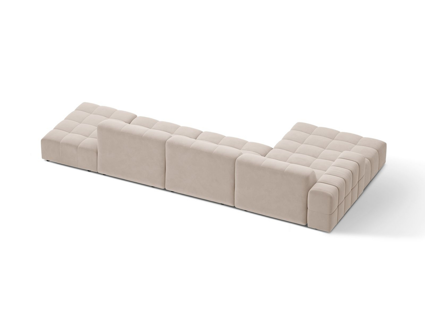 Cosmopolitan Design vänstervänd sammetshörnsoffa, "Chicago", 5-sits, 348 × 167 × 78 cm, Venus, svarta plastben