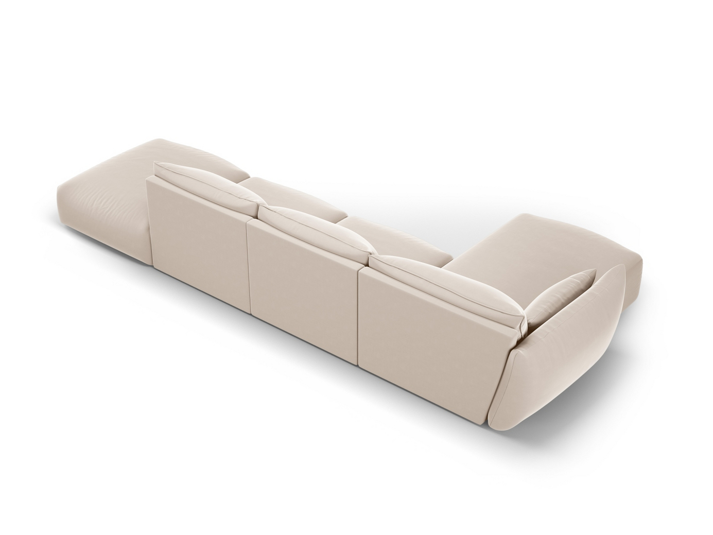 Cosmopolitan Design vänstervänd sammetshörnsoffa, "Matera", 5-sits, 364 × 171 × 85 cm, Salvador, svarta plastben