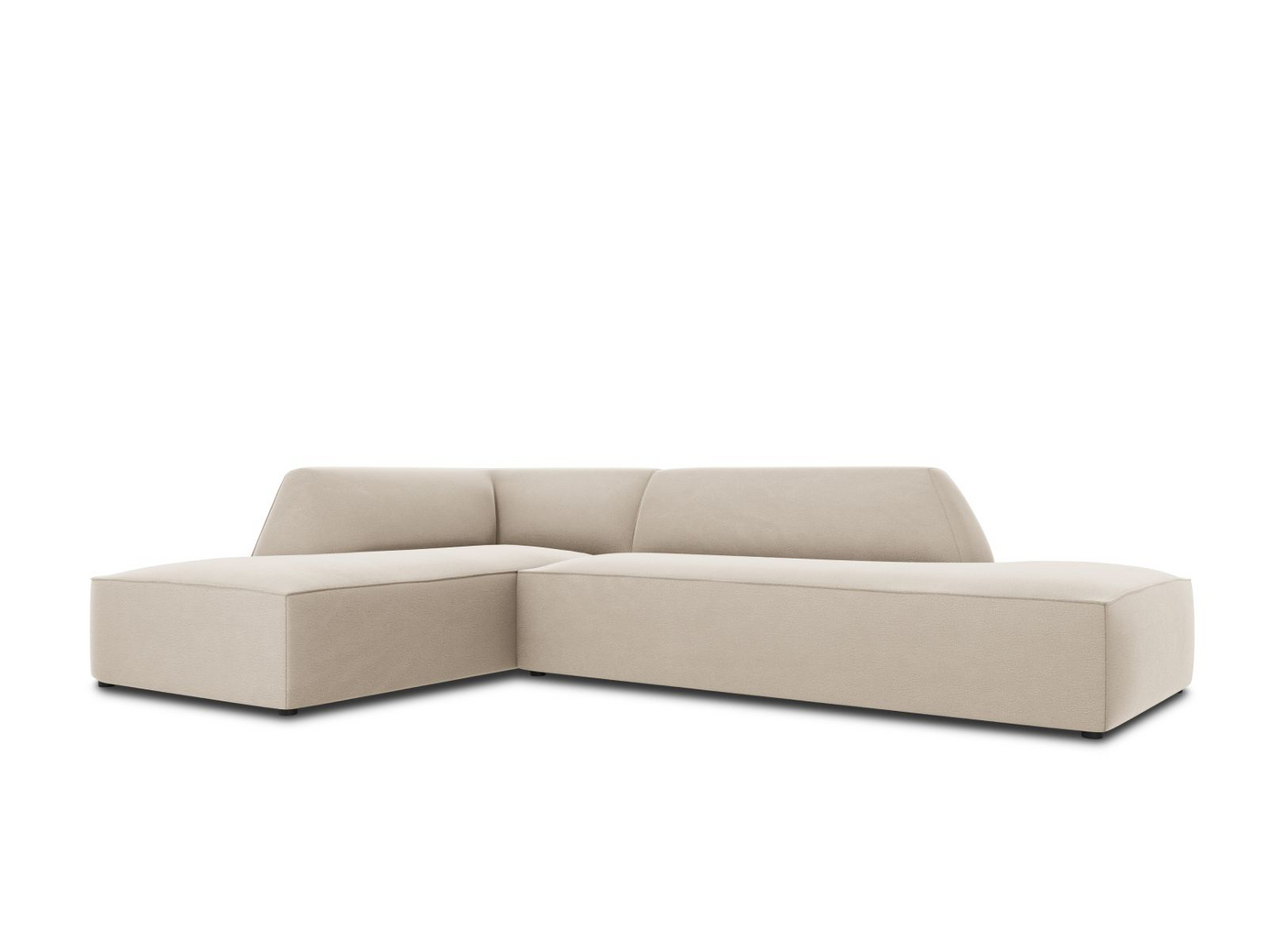 Cosmopolitan Design vänstervänd sammetsmodulhörnsoffa, "Siena", 4-sits, 273 × 180 × 69 cm, Salvador, svarta plastben, Variant LCO_44