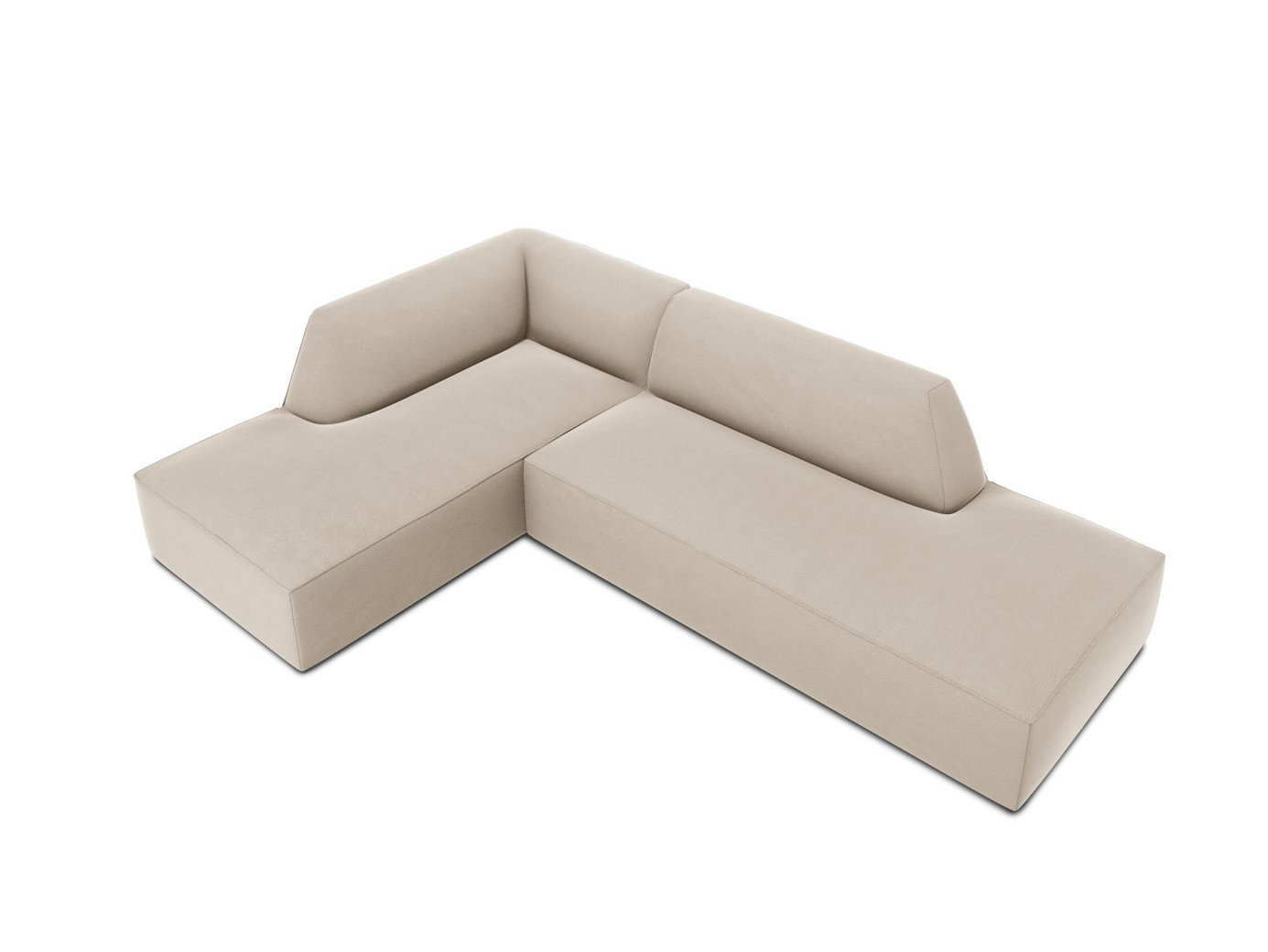 Cosmopolitan Design vänstervänd sammetsmodulhörnsoffa, "Siena", 4-sits, 273 × 180 × 69 cm, Salvador, svarta plastben, Variant LCO_44