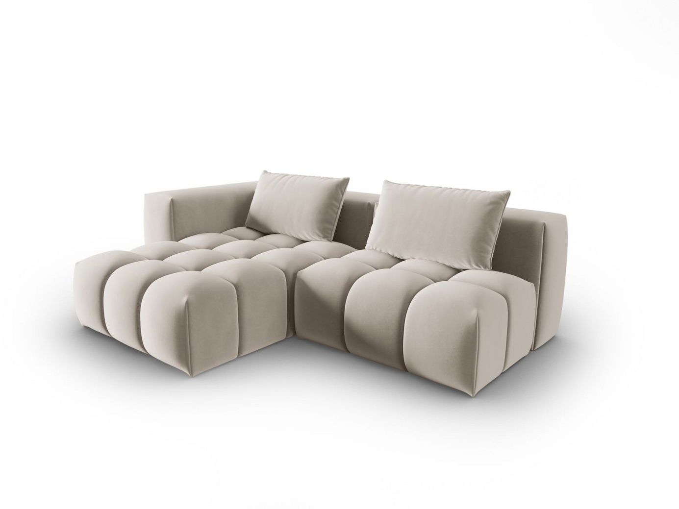 Cosmopolitan Design vänstervänd sammetsmodulhörnsoffa, "Verona", 3-sits, 205 × 145 × 70 cm, Casino, svarta plastben