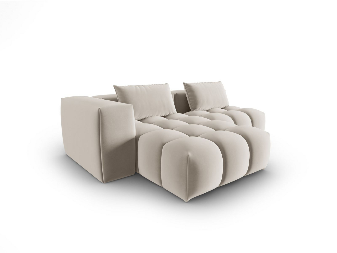 Cosmopolitan Design vänstervänd sammetsmodulhörnsoffa, "Verona", 3-sits, 205 × 145 × 70 cm, Casino, svarta plastben