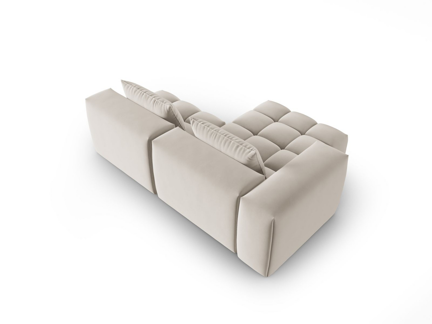 Cosmopolitan Design vänstervänd sammetsmodulhörnsoffa, "Verona", 3-sits, 205 × 145 × 70 cm, Casino, svarta plastben