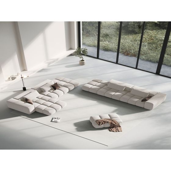 Trädgårdshörnsoffa med bord 5-sits CORATO Akaciaträ Off-White
