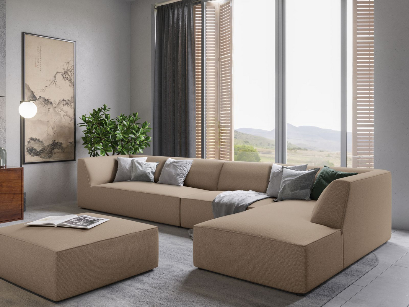 Cosmopolitan Design puff, "Siena", 1-sits, 93 × 93 × 40 cm, Ottawa, svarta plastben