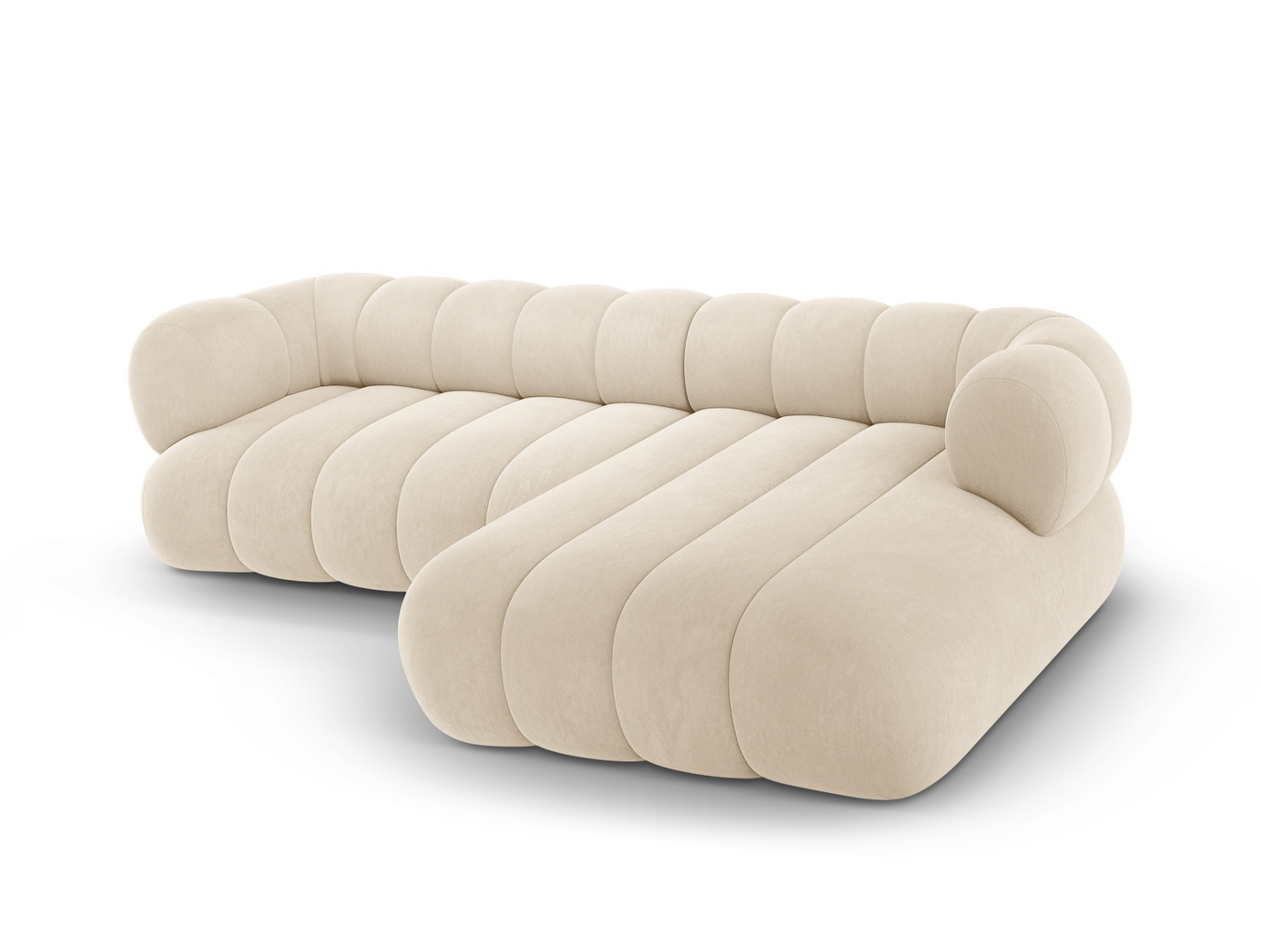 Cosmopolitan Design högervänd sammetshörnsoffa, "Koge", 5-sits, 270 × 165 × 70 cm, Vogue, svarta plastben
