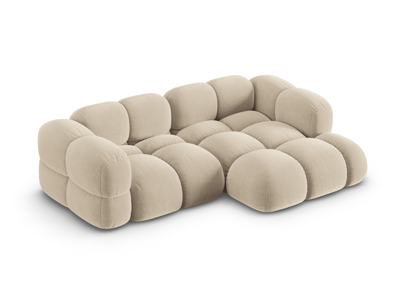 Cosmopolitan Design högervänd sammetshörnsoffa, "Loretto", 3-sits, 250 × 147 × 68 cm, Vogue, svarta plastben