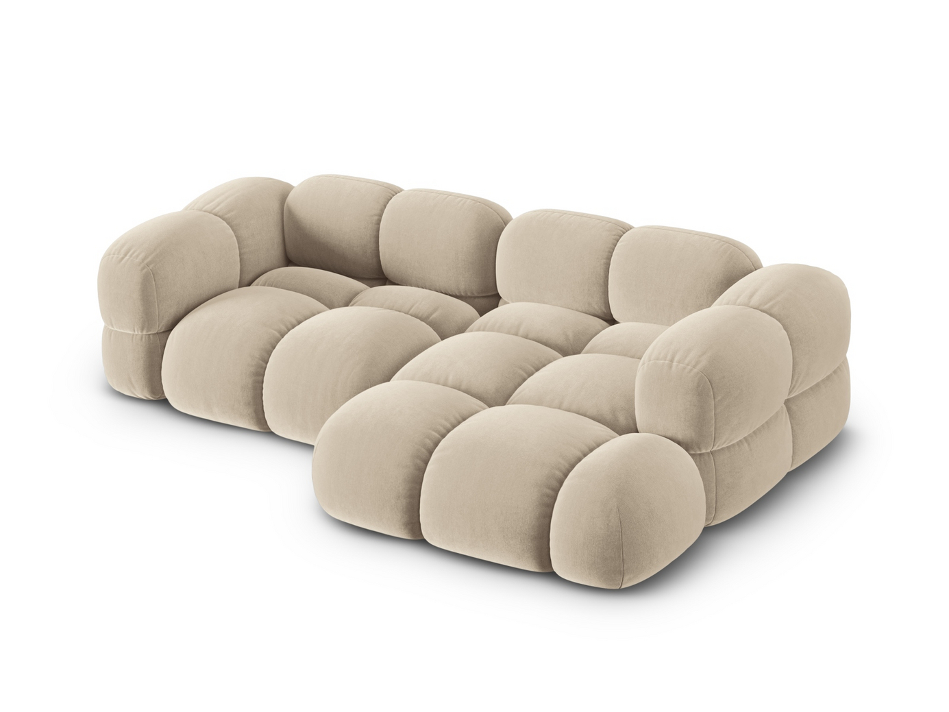 Cosmopolitan Design högervänd sammetshörnsoffa, "Loretto", 3-sits, 250 × 147 × 68 cm, Vogue, svarta plastben