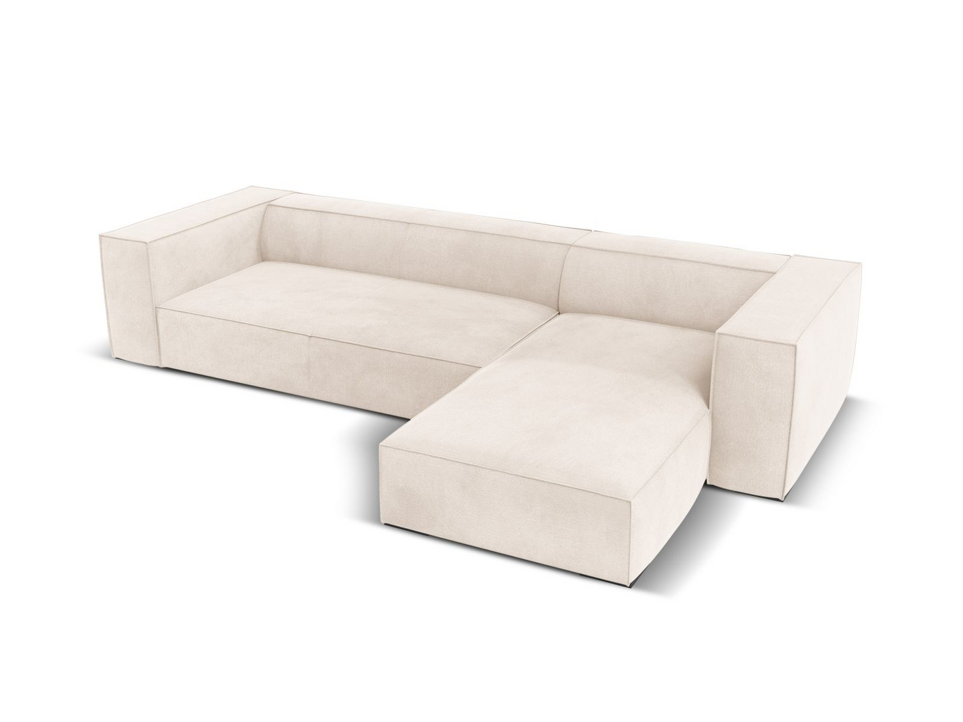 Cosmopolitan Design högervänd hörnsoffa, "Turin", 5-sits, 290 × 173 × 68 cm, Rosario, ben i svart bok