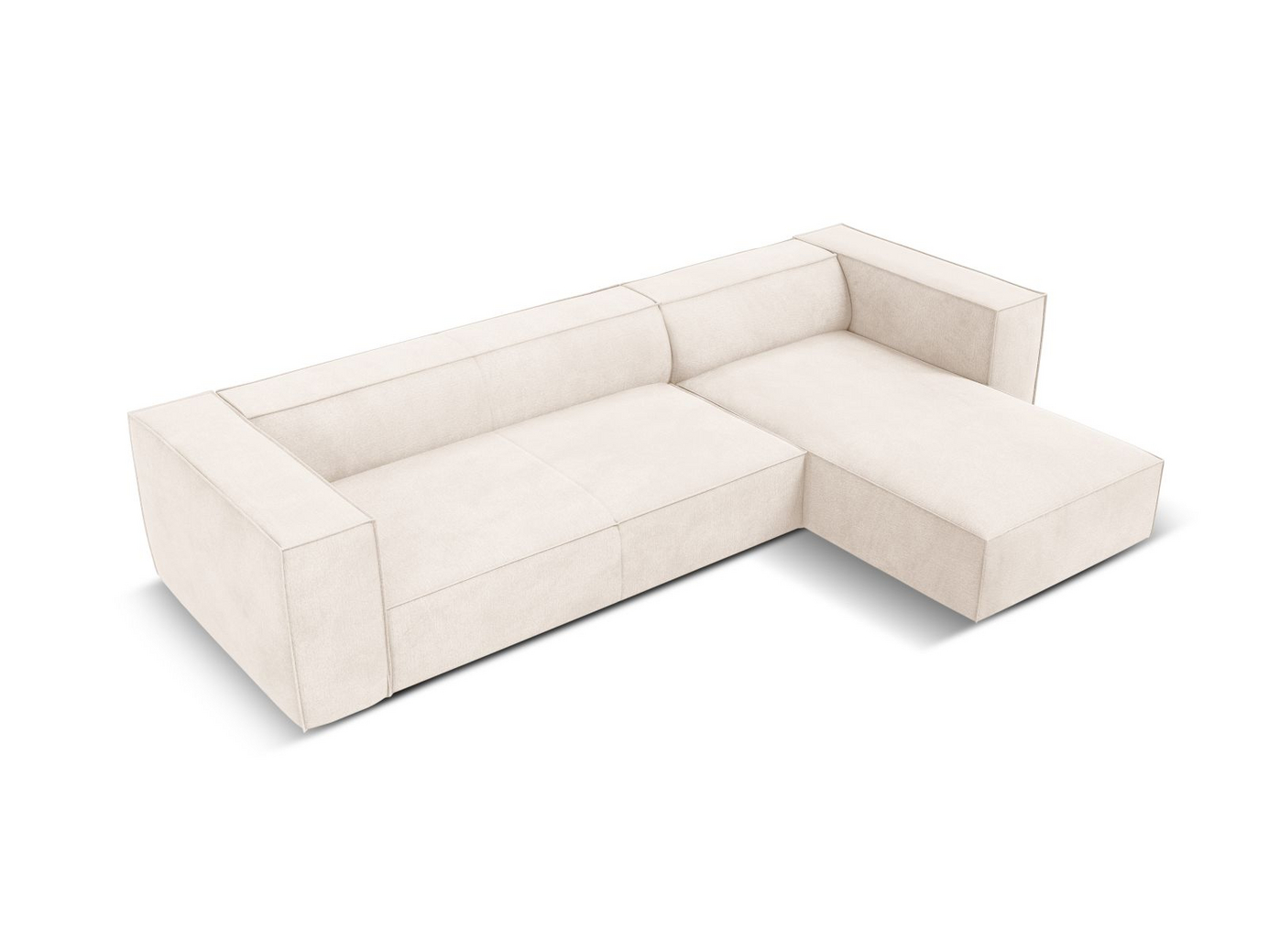 Cosmopolitan Design högervänd hörnsoffa, "Turin", 5-sits, 290 × 173 × 68 cm, Rosario, ben i svart bok