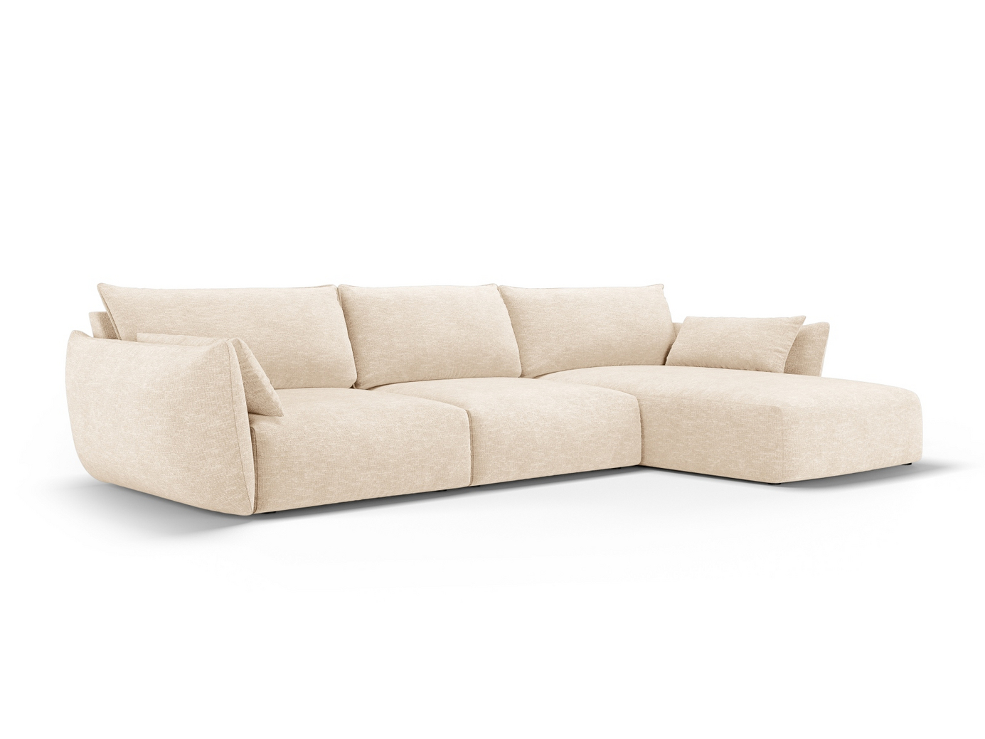 Cosmopolitan Design högervänd hörnsoffa, "Matera", 4-sits, 308 × 171 × 85 cm, Haga, svarta plastben