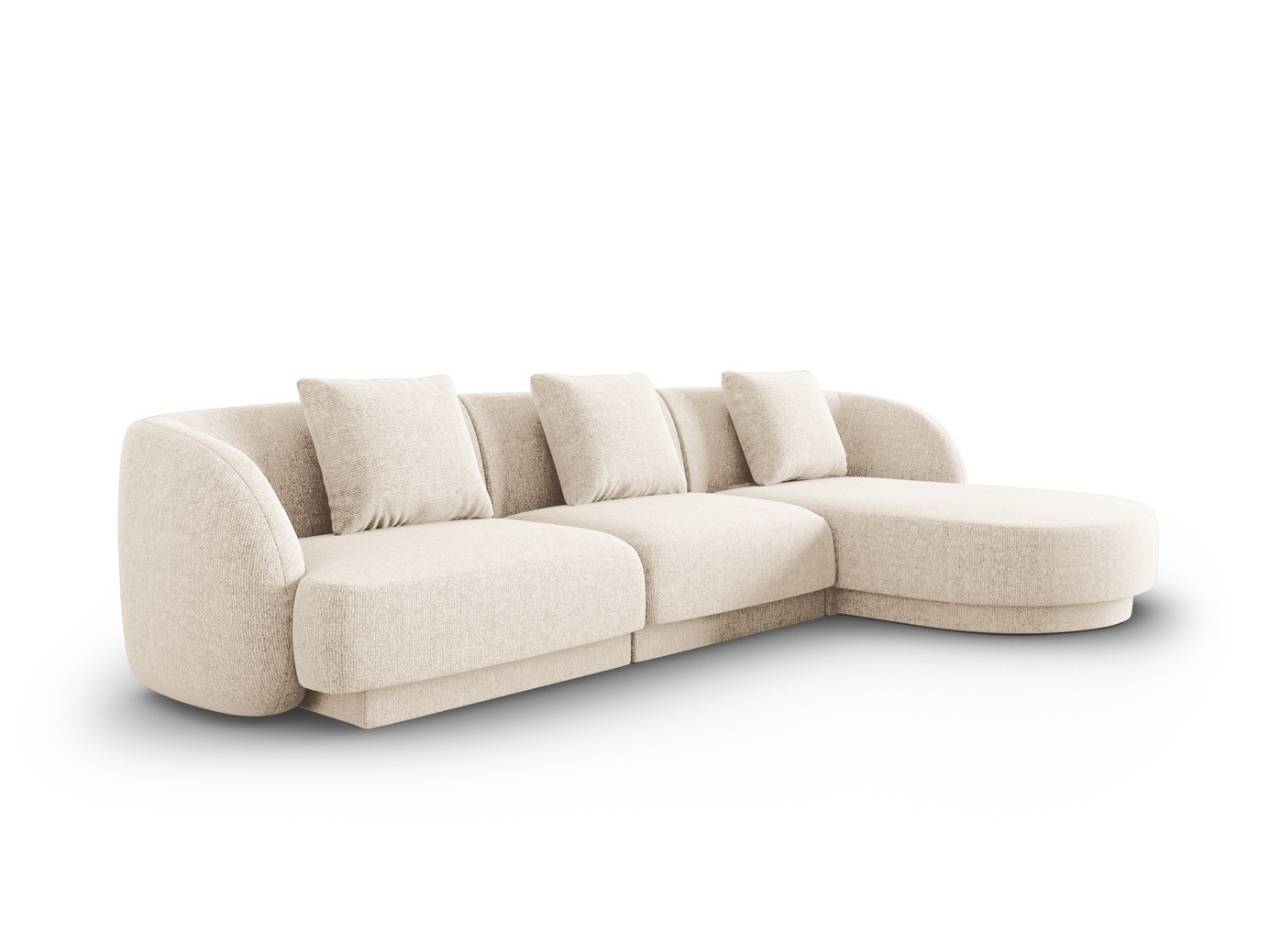 Cosmopolitan Design högervänd hörnsoffa, "Tulum", 4-sits, 255 × 156 × 70 cm, Haga, svarta plastben