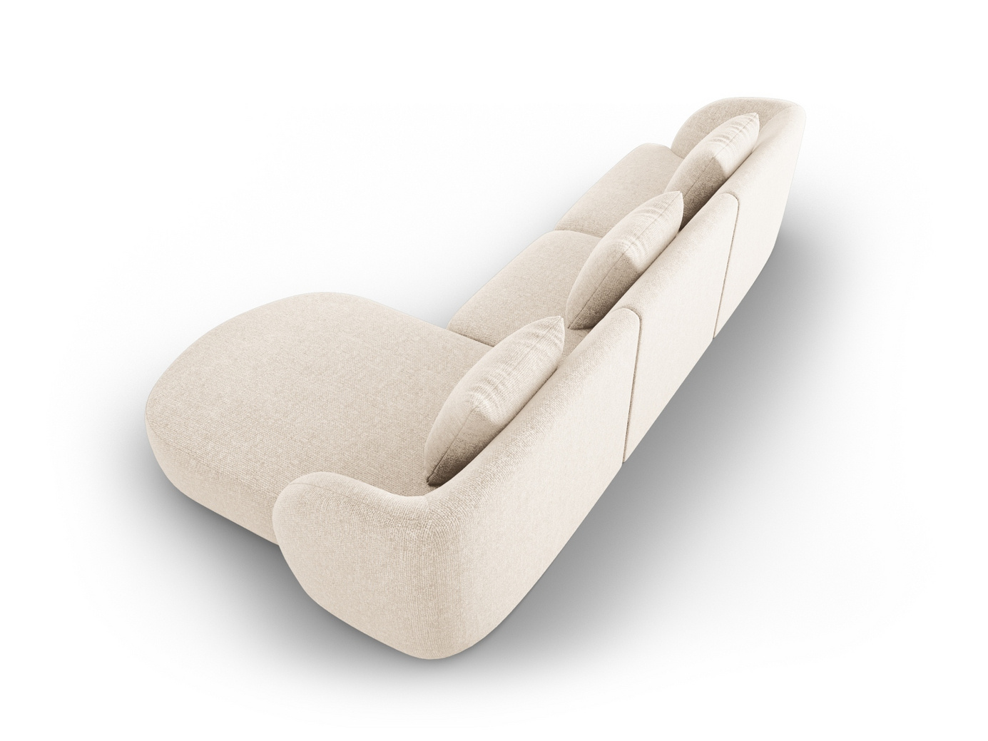 Cosmopolitan Design högervänd hörnsoffa, "Tulum", 4-sits, 255 × 156 × 70 cm, Haga, svarta plastben