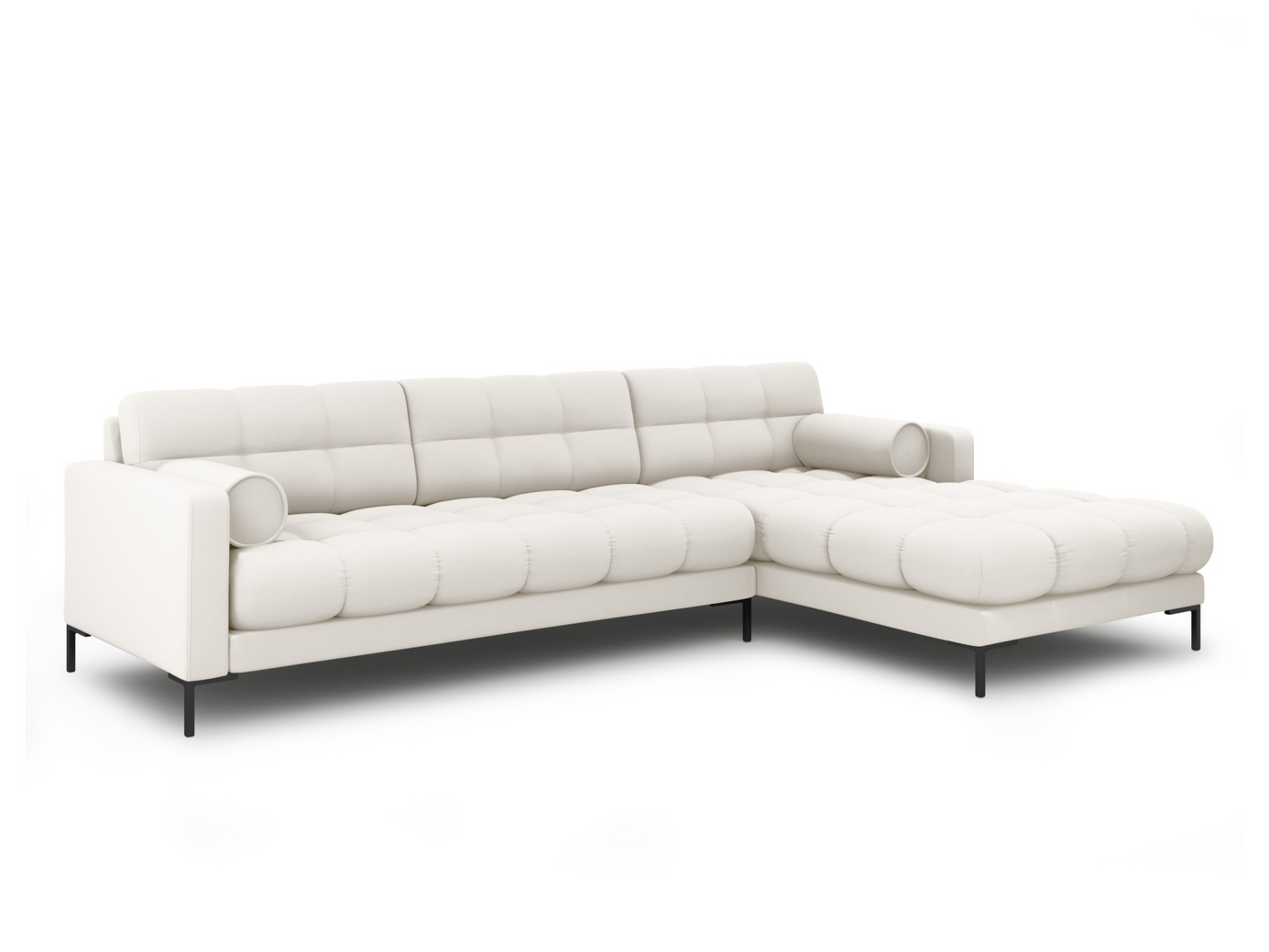 Cosmopolitan Design högervänd hörnsoffa, "Bali", 5-sits, 293 × 185 × 75 cm, Neve, svarta metallben