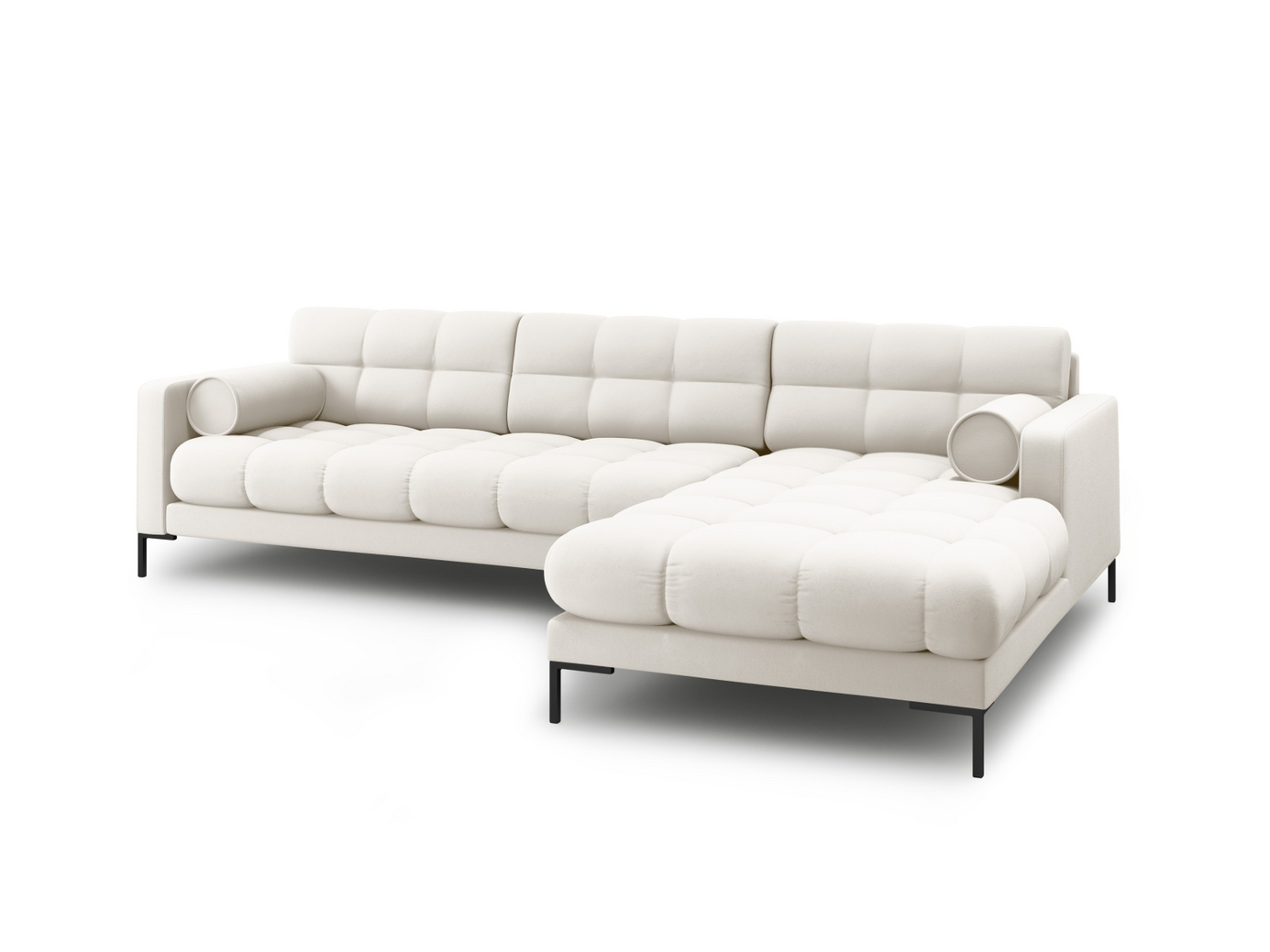 Cosmopolitan Design högervänd hörnsoffa, "Bali", 5-sits, 293 × 185 × 75 cm, Neve, svarta metallben