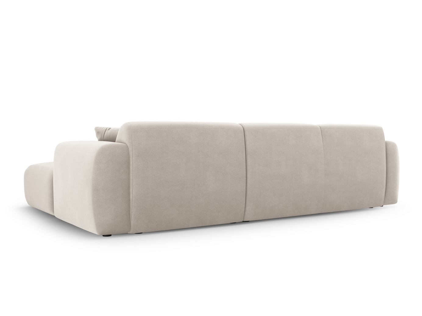 Cosmopolitan Design högervänd sammetshörnsoffa, "Nolio", 4-sits, 260 × 170 × 72 cm, Casino, svarta plastben
