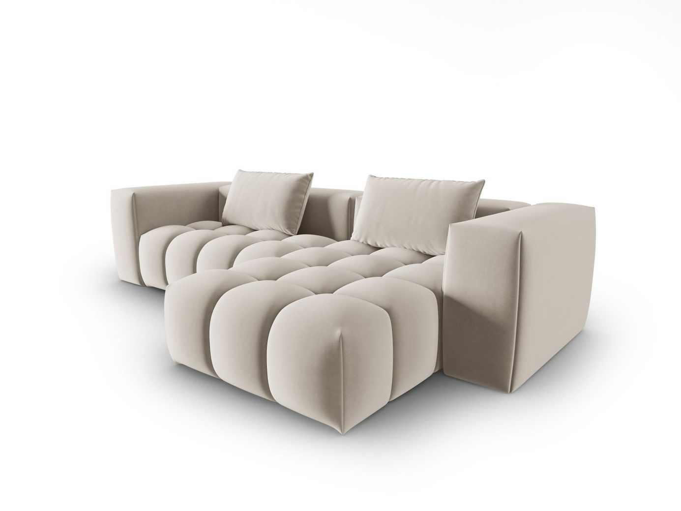 Cosmopolitan Design högervänd sammetsmodulhörnsoffa, "Verona", 3-sits, 260 × 145 × 70 cm, Casino, svarta plastben