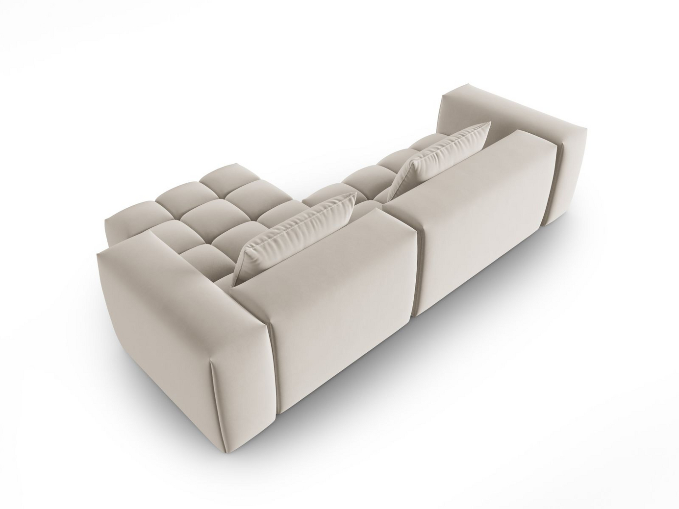 Cosmopolitan Design högervänd sammetsmodulhörnsoffa, "Verona", 3-sits, 260 × 145 × 70 cm, Casino, svarta plastben