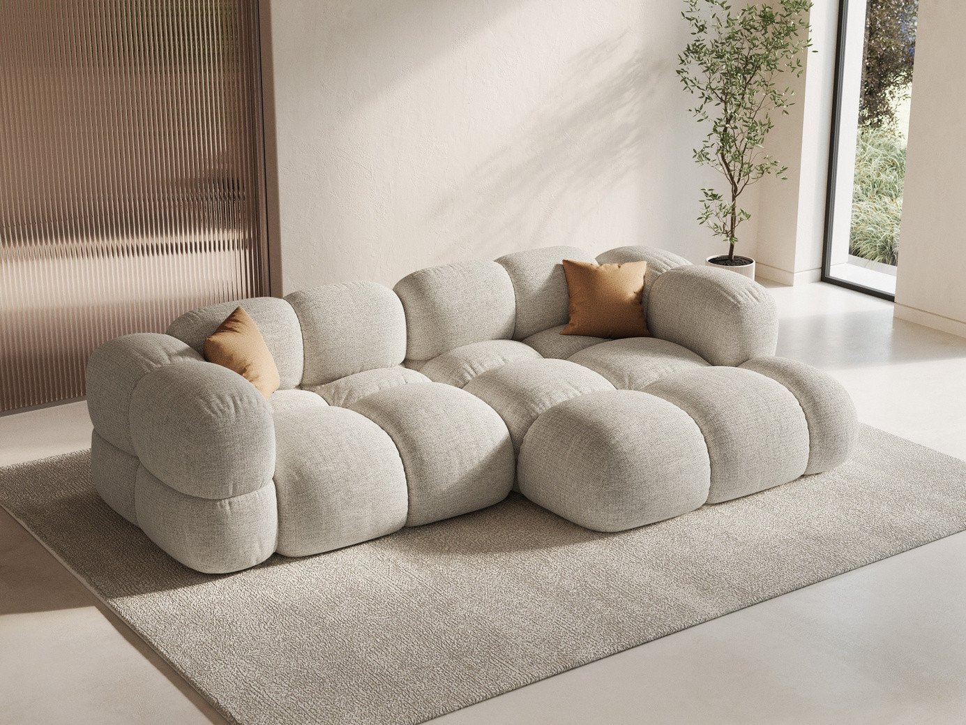 Cosmopolitan Design högervänd hörnsoffa, "Loretto", 3-sits, 250 × 147 × 68 cm, Sorella, svarta plastben