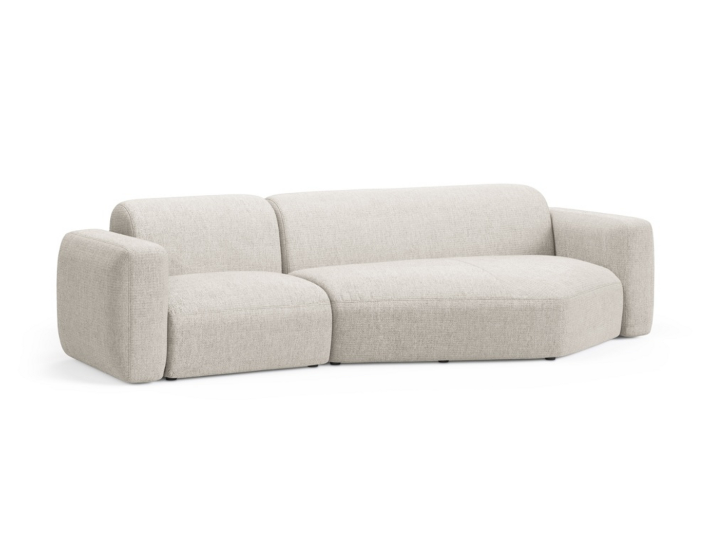 Cosmopolitan Design högervänd modulhörnsoffa, "Strino", 3-sits, 308 × 136 × 78 cm, Sorella, svarta plastben