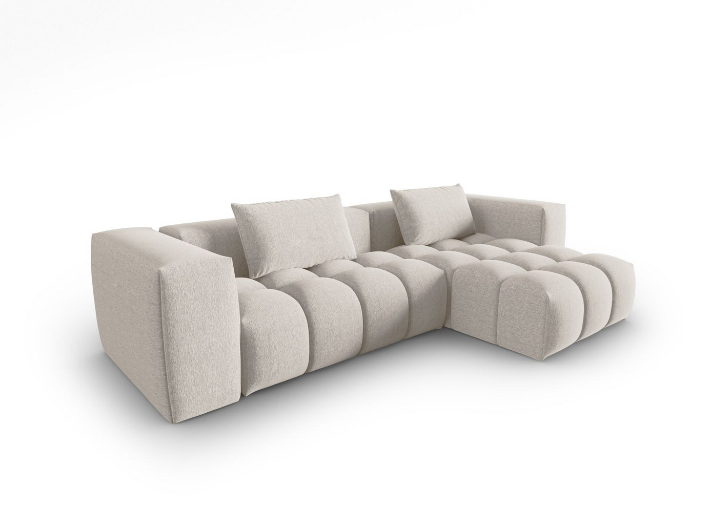 Cosmopolitan Design högervänd modulhörnsoffa, "Verona", 3-sits, 260 × 145 × 70 cm, Sorella, svarta plastben