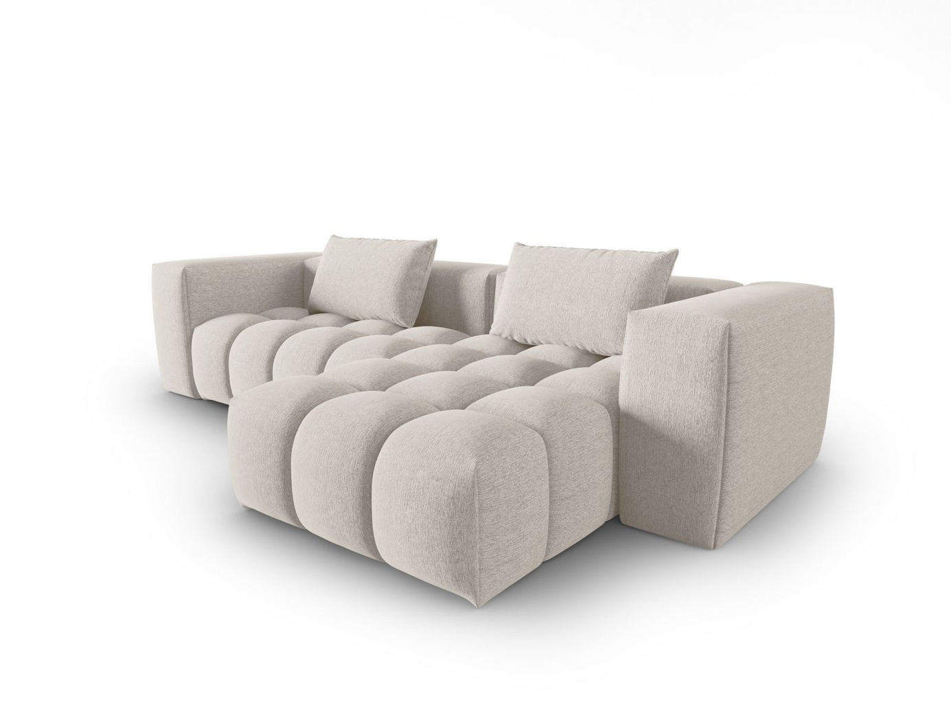 Cosmopolitan Design högervänd modulhörnsoffa, "Verona", 3-sits, 260 × 145 × 70 cm, Sorella, svarta plastben