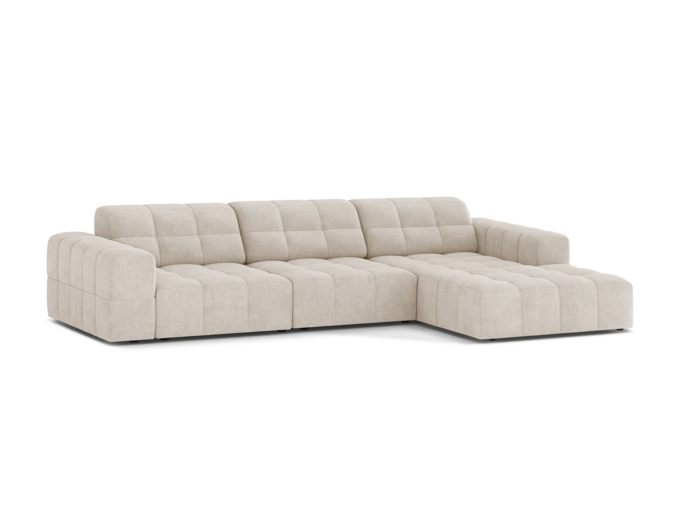 Cosmopolitan Design högervänd hörnsoffa, "Chicago", 4-sits, 294 × 167 × 78 cm, Eden 10, svarta plastben
