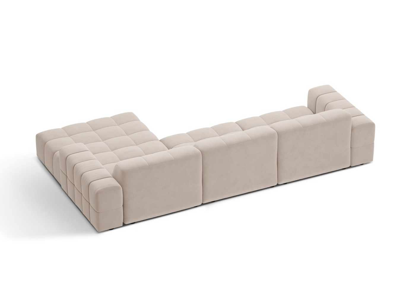 Cosmopolitan Design högervänd sammetshörnsoffa, "Chicago", 4-sits, 294 × 167 × 78 cm, Venus, svarta plastben