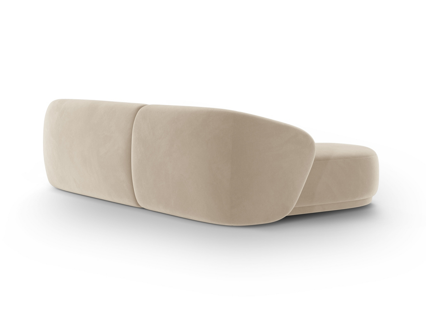 Cosmopolitan Design högervänd sammetshörnsoffa, "Gomera", 4-sits, 260 × 155 × 74 cm, Salvador, svarta plastben